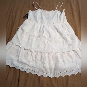 Express White Eyelet Tiered Dress